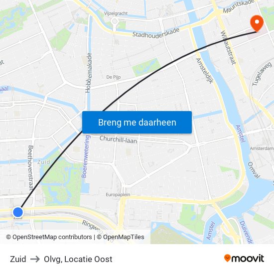 Zuid to Olvg, Locatie Oost map