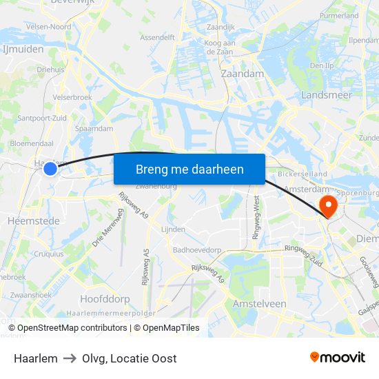 Haarlem to Olvg, Locatie Oost map