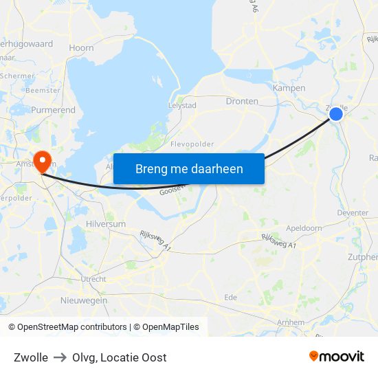 Zwolle to Olvg, Locatie Oost map