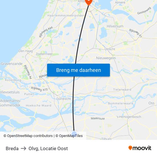 Breda to Olvg, Locatie Oost map