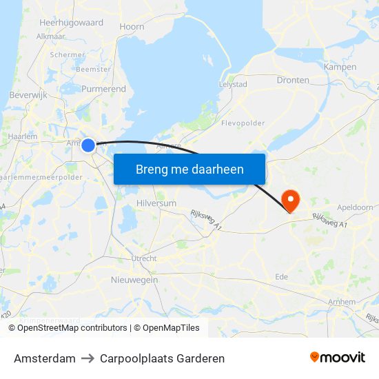 Amsterdam to Carpoolplaats Garderen map