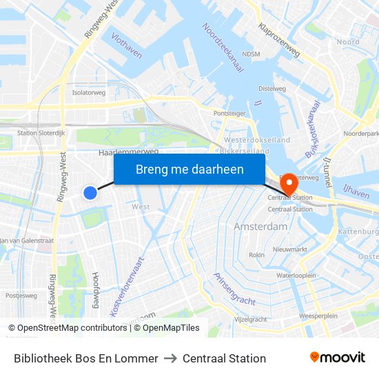 Bibliotheek Bos En Lommer to Centraal Station map