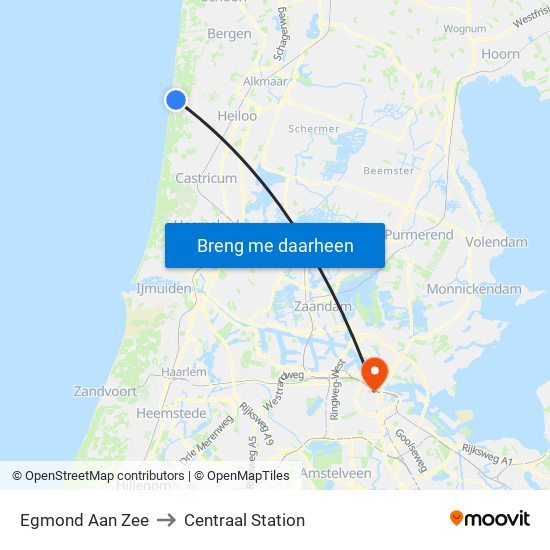 Egmond Aan Zee to Centraal Station map