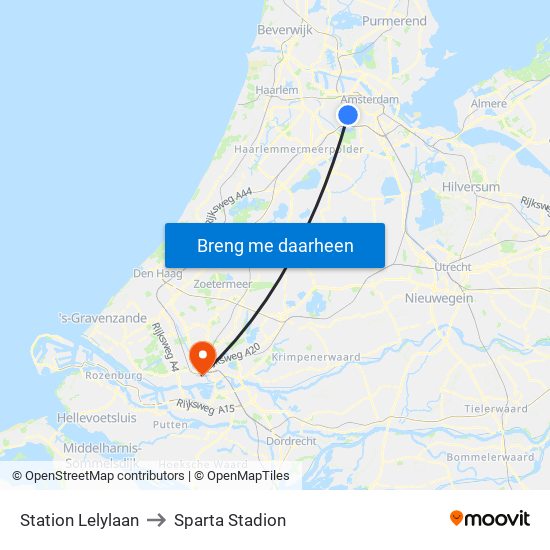 Station Lelylaan to Sparta Stadion map