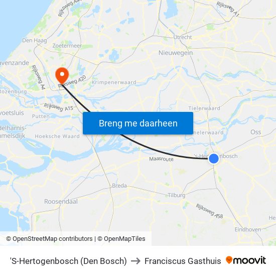 'S-Hertogenbosch (Den Bosch) to Franciscus Gasthuis map