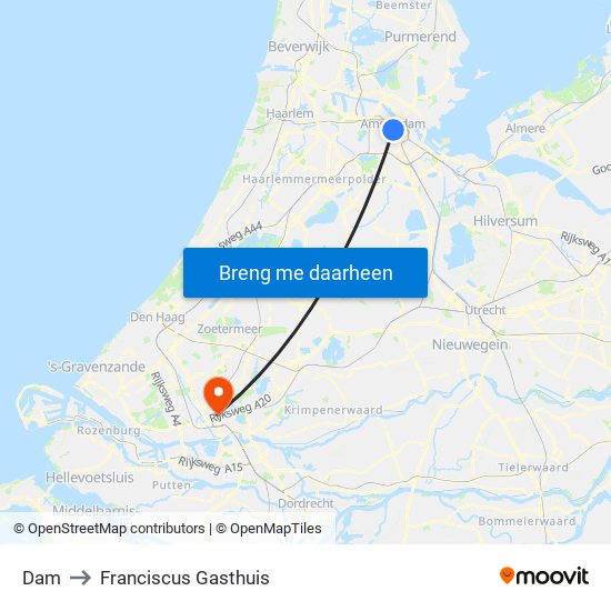 Dam to Franciscus Gasthuis map