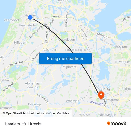 Haarlem to Utrecht map