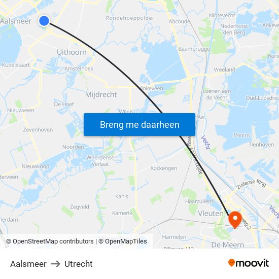 Aalsmeer to Utrecht map
