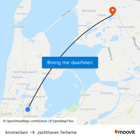 Amsterdam to Jachthaven Terherne map