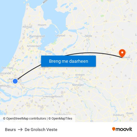 Beurs to De Grolsch Veste map