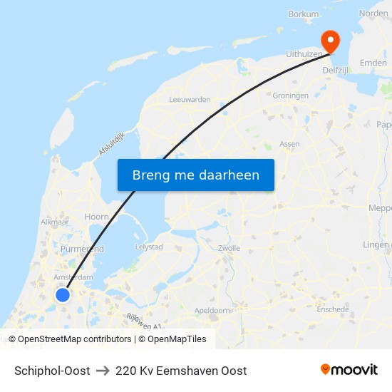 Schiphol-Oost to 220 Kv Eemshaven Oost map