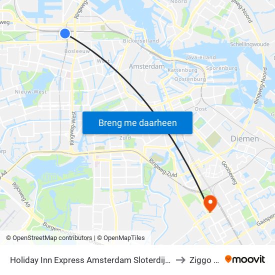 Holiday Inn Express Amsterdam Sloterdijk Station an IHG Hotel to Ziggo Dome map