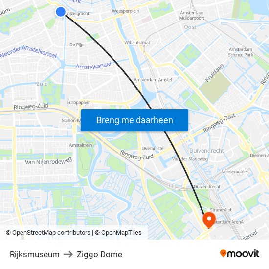 Rijksmuseum to Ziggo Dome map