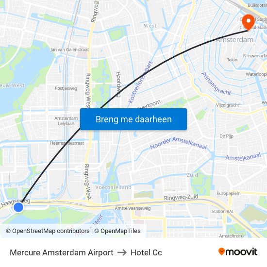 Mercure Amsterdam Airport to Hotel Cc map