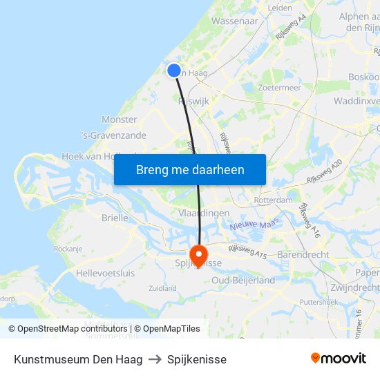 Kunstmuseum Den Haag to Spijkenisse map