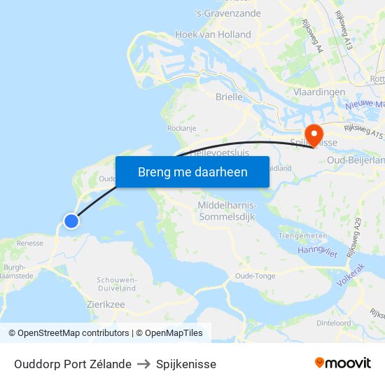 Ouddorp Port Zélande to Spijkenisse map