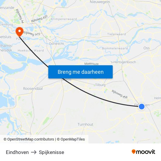 Eindhoven, Nieuwe Emmasingel 10 to Spijkenisse map