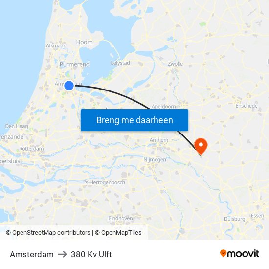 Amsterdam to 380 Kv Ulft map