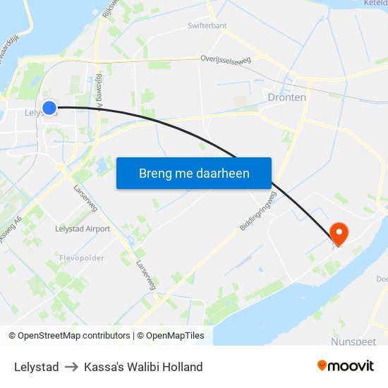 Lelystad to Kassa's Walibi Holland map