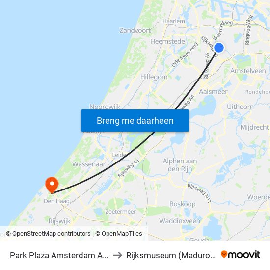 Park Plaza Amsterdam Airport to Rijksmuseum (Madurodam) map
