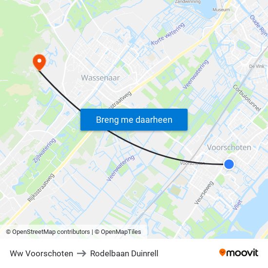 Ww Voorschoten to Rodelbaan Duinrell map