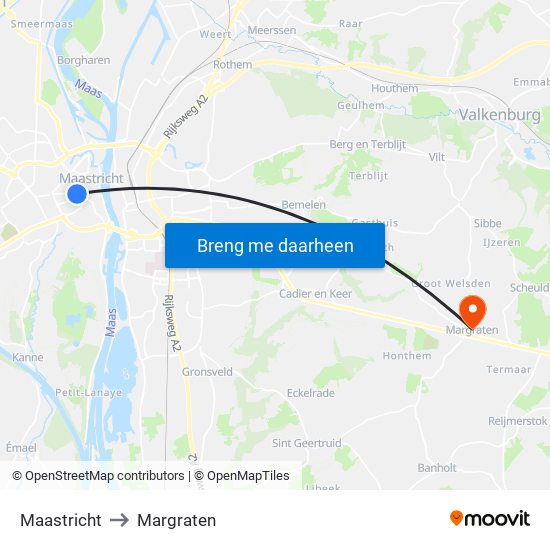 Maastricht to Margraten map