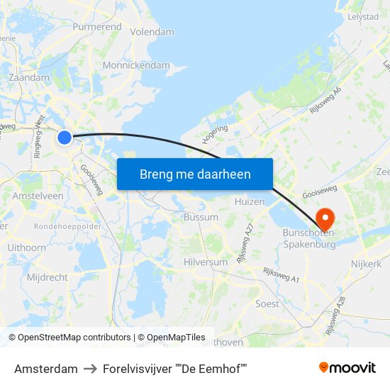 Amsterdam to Forelvisvijver ""De Eemhof"" map