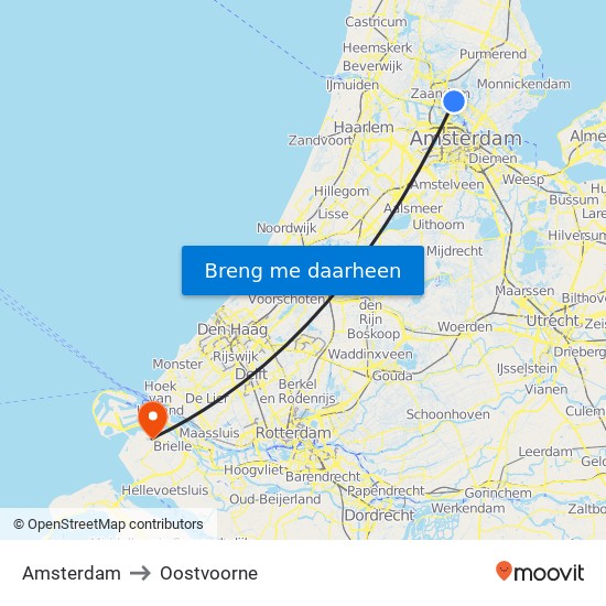 Amsterdam to Oostvoorne map