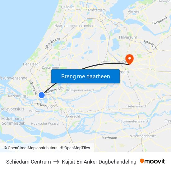 Schiedam Centrum to Kajuit En Anker Dagbehandeling map