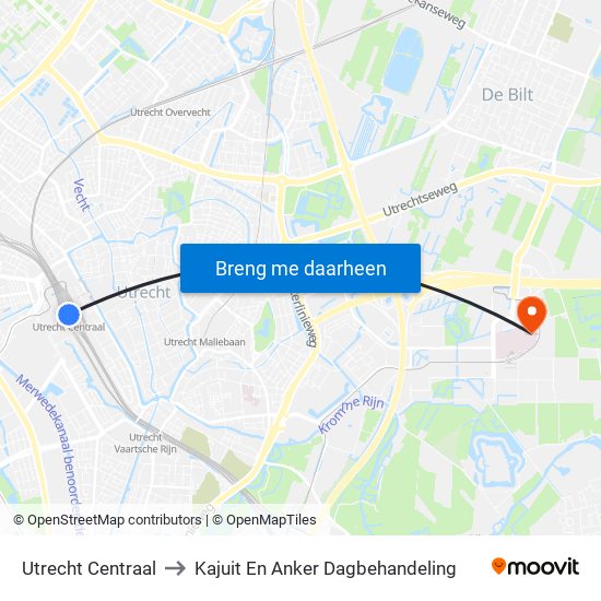 Utrecht Centraal to Kajuit En Anker Dagbehandeling map