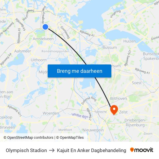 Olympisch Stadion to Kajuit En Anker Dagbehandeling map