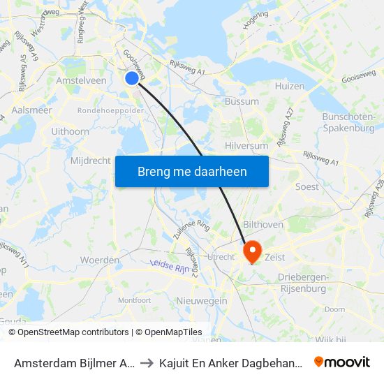 Amsterdam Bijlmer Arena to Kajuit En Anker Dagbehandeling map