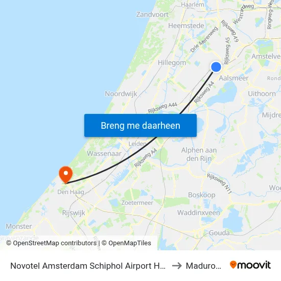 Novotel Amsterdam Schiphol Airport Hoofddorp to Madurodam map