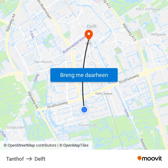 Tanthof to Delft map