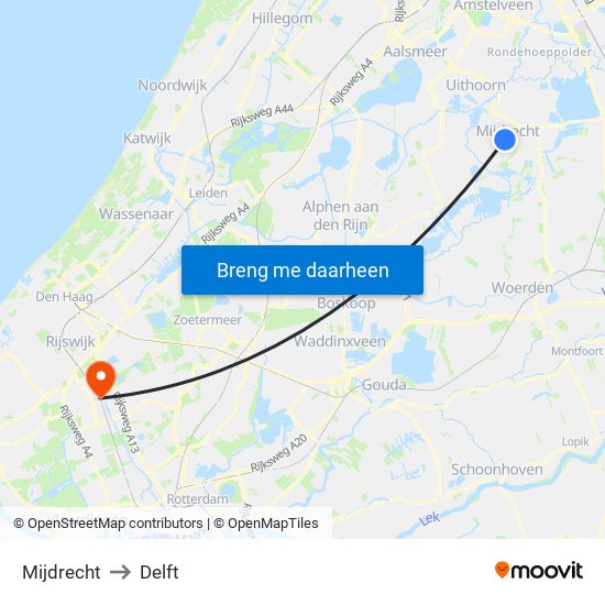 Mijdrecht to Delft map