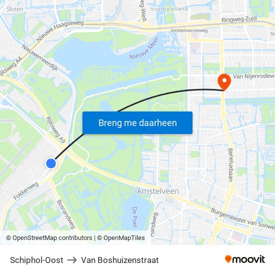 Schiphol-Oost to Van Boshuizenstraat map