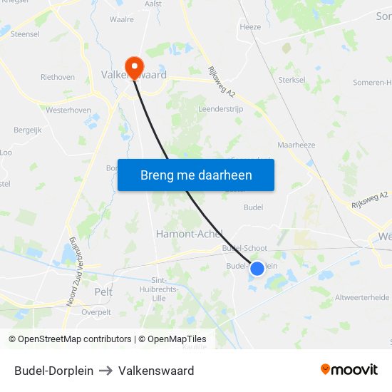 Budel-Dorplein to Valkenswaard map