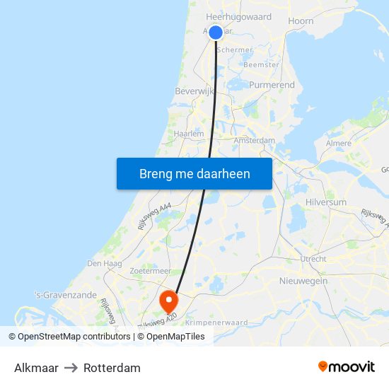 Alkmaar to Rotterdam map