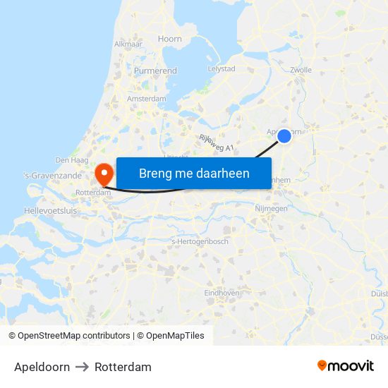 Apeldoorn to Rotterdam map