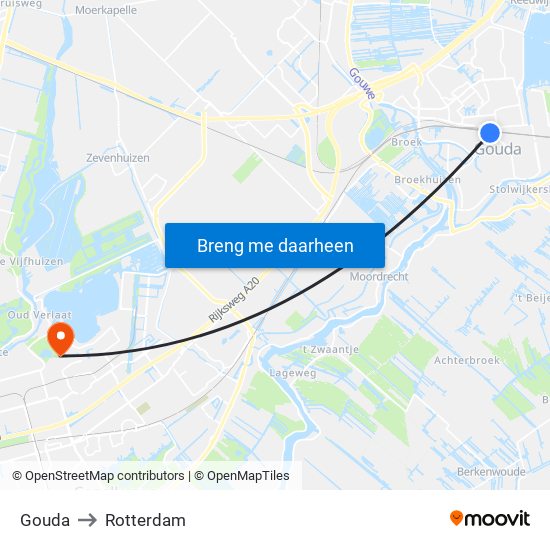 Gouda to Rotterdam map