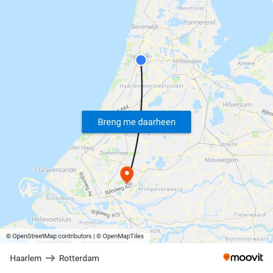 Haarlem to Rotterdam map