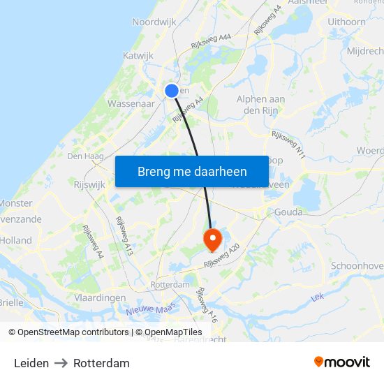 Leiden to Rotterdam map