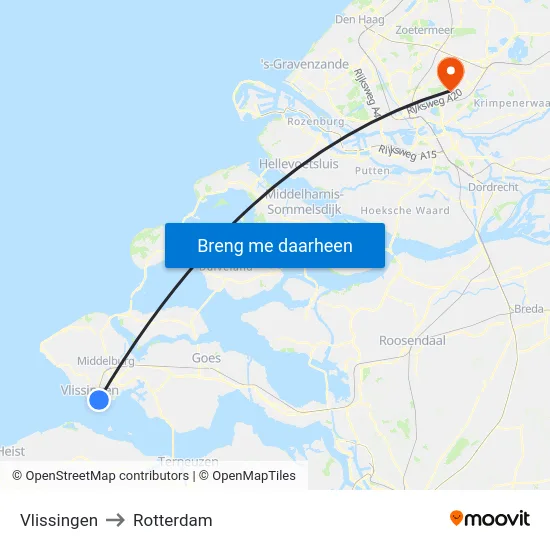 Vlissingen to Rotterdam map