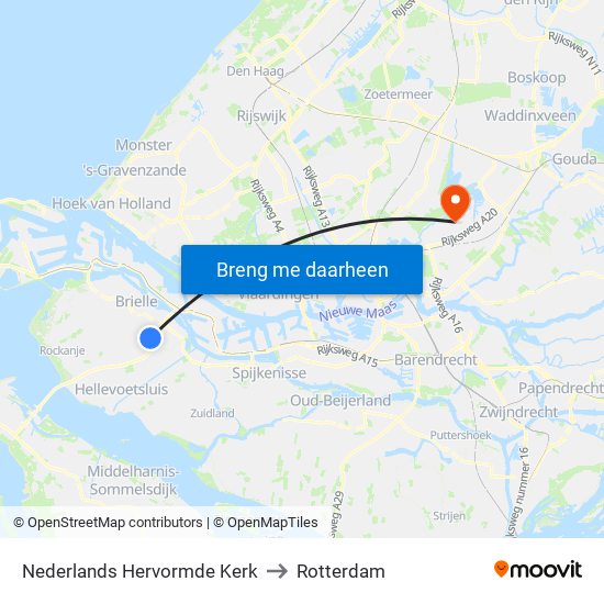 Nederlands Hervormde Kerk to Rotterdam map