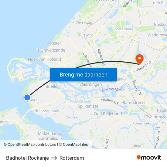 Badhotel Rockanje to Rotterdam map