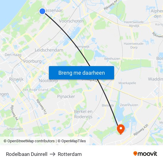 Rodelbaan Duinrell to Rotterdam map
