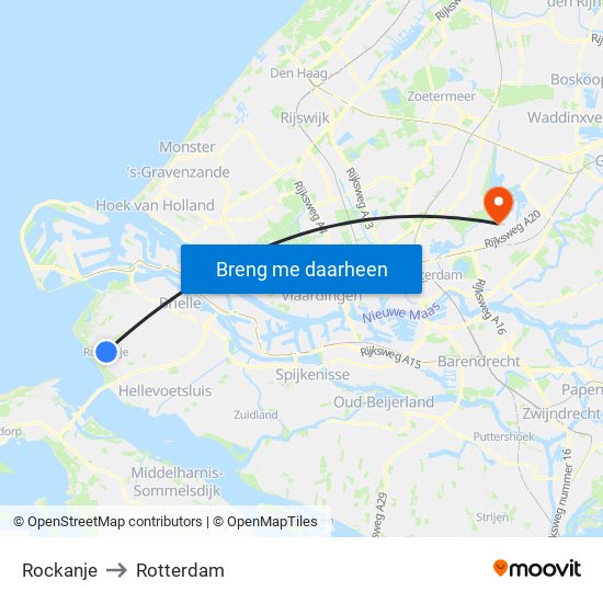 Rockanje to Rotterdam map