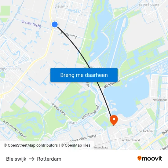 Bleiswijk to Rotterdam map