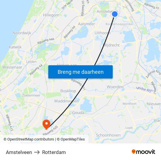 Amstelveen to Rotterdam map