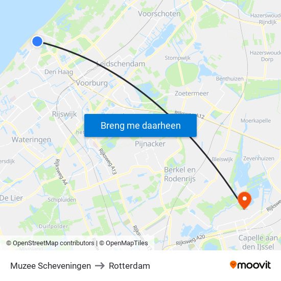 Muzee Scheveningen to Rotterdam map